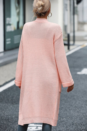 Dropped Shoulder Long Sleeve Cardigan with Pockets