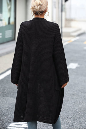 Dropped Shoulder Long Sleeve Cardigan with Pockets