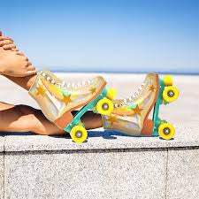 Girls & Women’s GOLD HOLOGRAPHIC STARS ROLLER SKATES